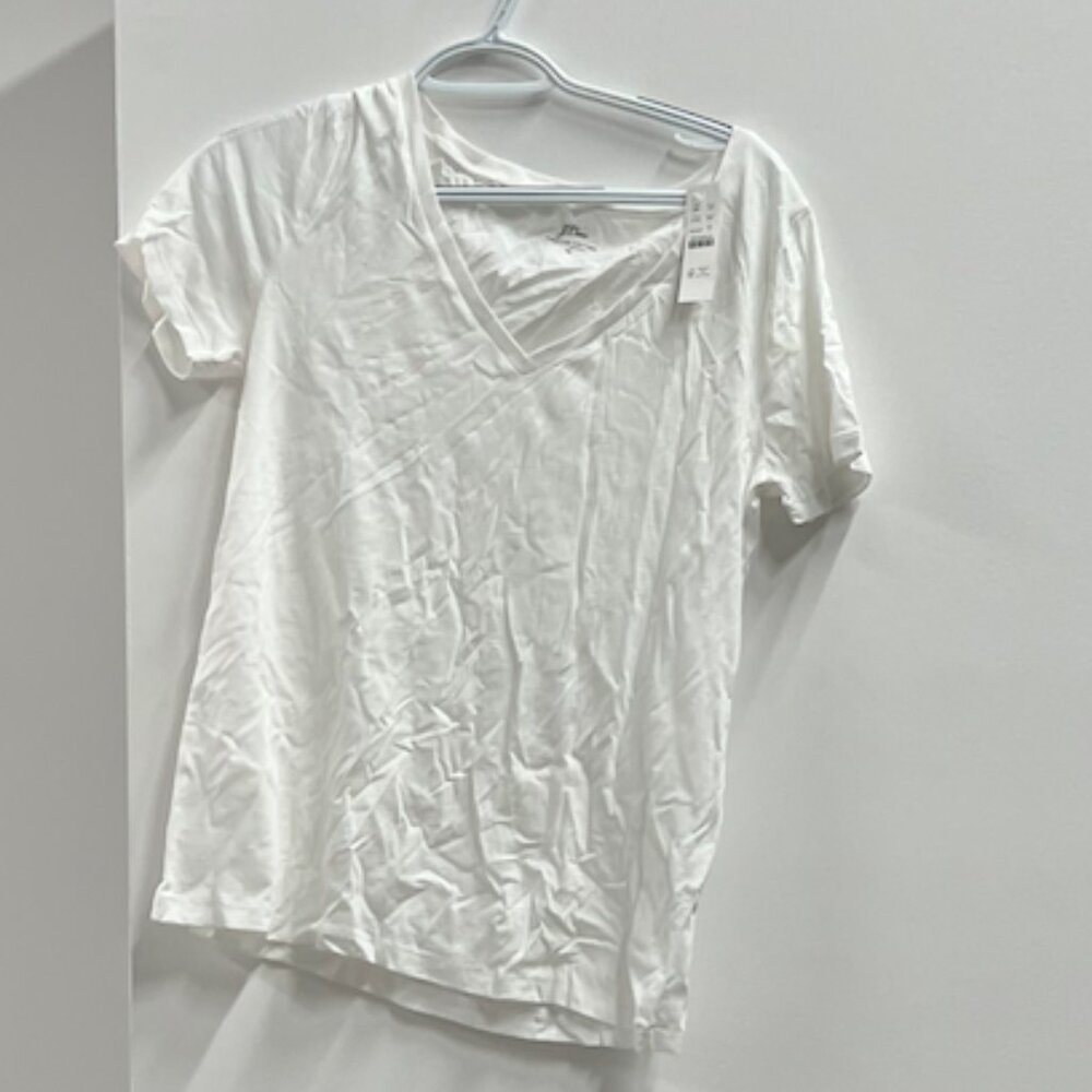 J. CREW Vintage Cotton Short Sleeve V-Neck T-Shirt Size M White